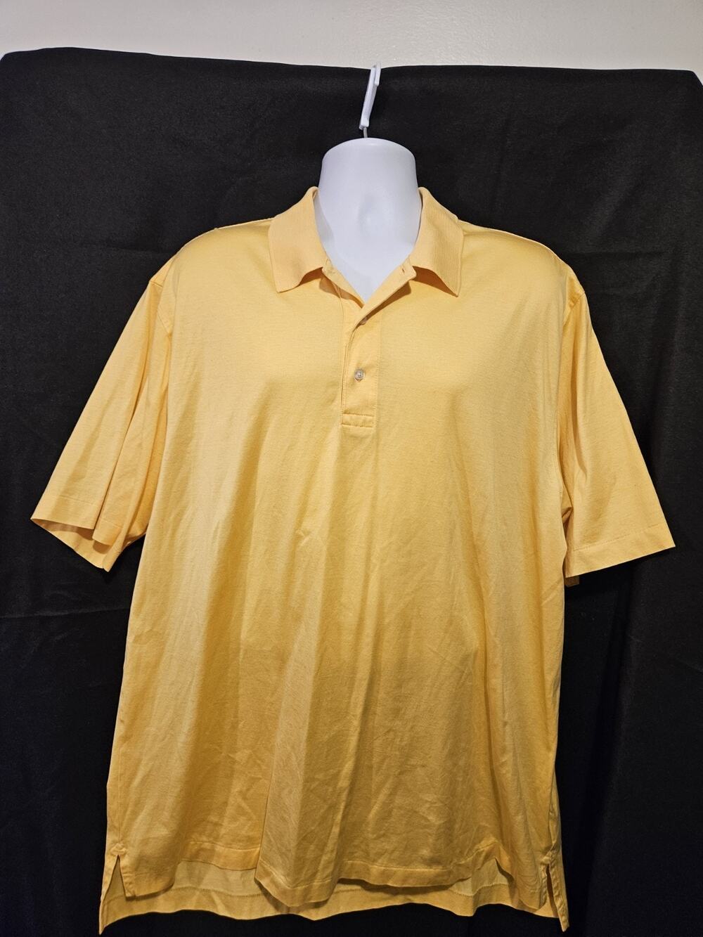 Brooks Brothers Mens Performance Polo Shirt Yellow Sz XL Golf Top Button Missin